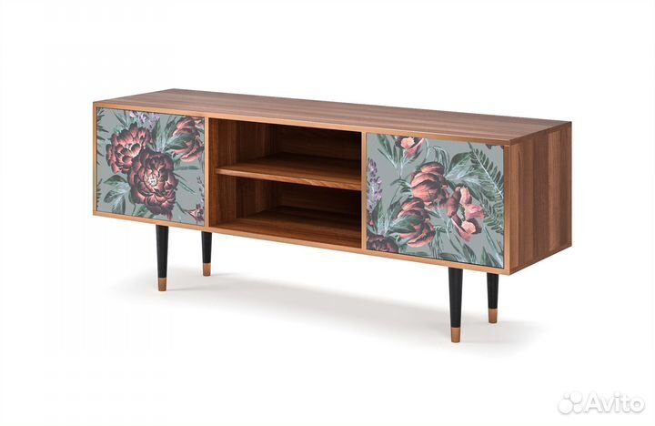 Тв-тумба T2 - Орех - Light Peonies