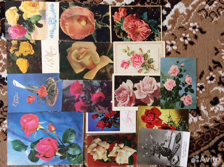Коллекция советских открыток с розами