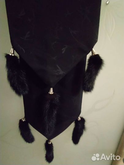 Шарф для верхней одежды (двойной, хвостики норка)