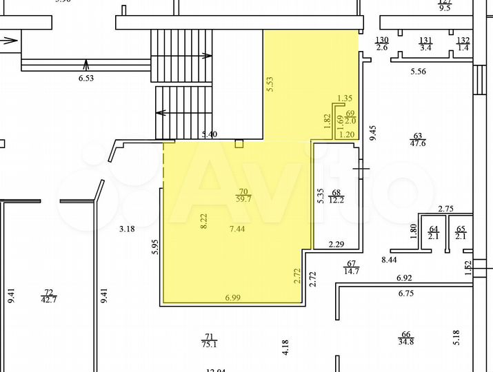 Помещение свободного назначения в ТЦ Взлет, 63 м²