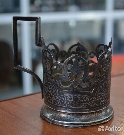 Серебряный подстаканник- кубачи. 875 пр. вес 84.3