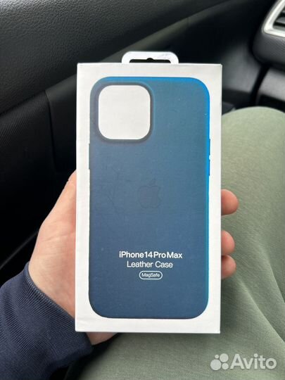 iPhone 14 pro max leather case magsafe синий