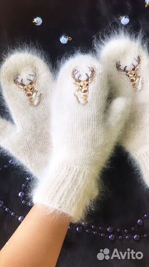Варежки из пуха норки