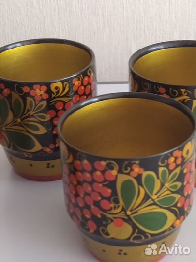Стакан деревянный хохлома