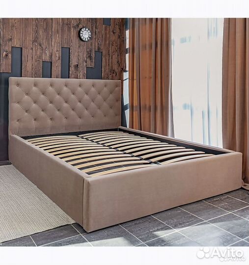 Кровать 140х200 в велюре Барокко кофе