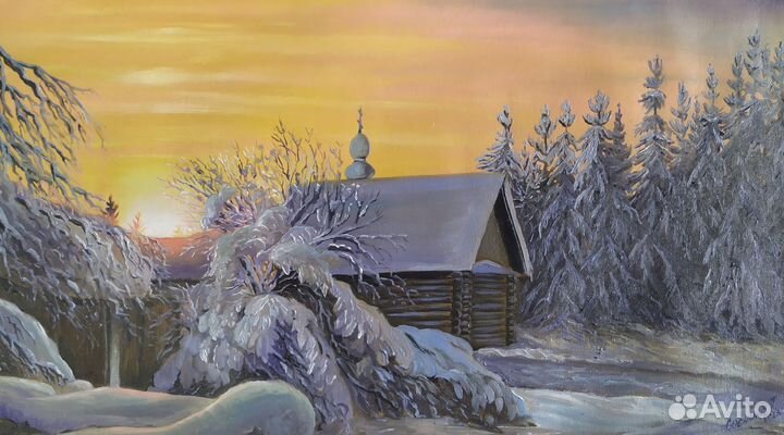 Картина маслом Зимний пейзаж