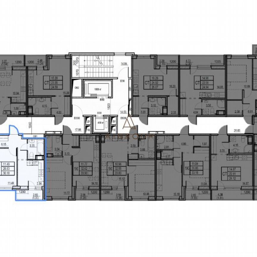 1-к. квартира, 30,2 м², 7/12 эт.