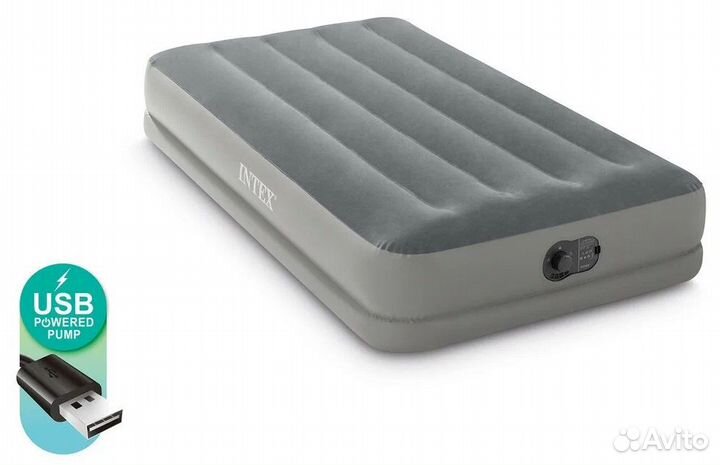 Надувная кровать 99х191х30см,от USB,Intex 64112