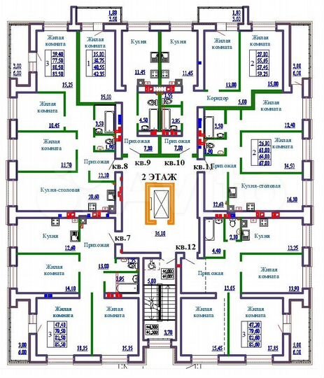 3-к. квартира, 85,6 м², 2/9 эт.