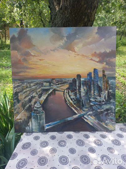 Картина маслом на холсте городской пейзаж