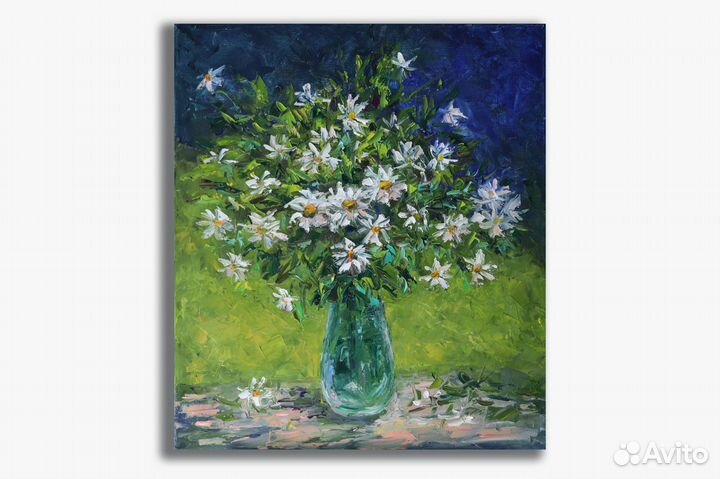 Картина Маслом Ромашки Цветы