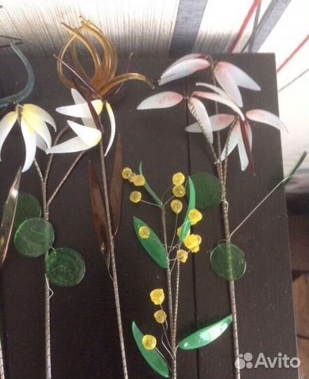 Чехия цветное стекло цветы винтаж ваза