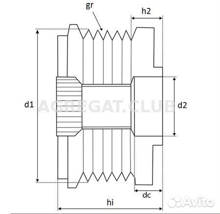 Шкив генератора обгонный UTM PN2486B