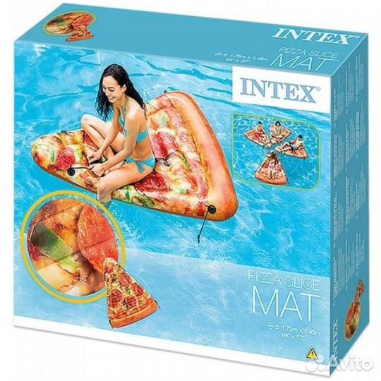 Надувной матрас плот Пицца 175х145 intex акц
