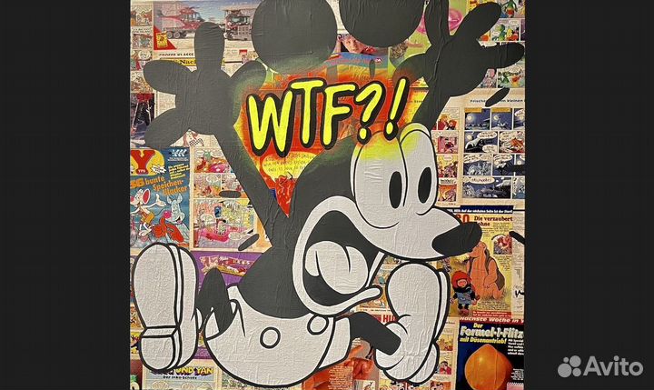 Картина акрилом на холсте граффити поп арт Микки М