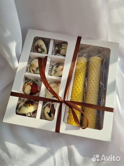 Подарочный набор шоколад без сахара и свечи