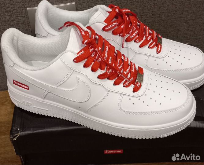 Кроссовки Nike air force 1 supreme белые