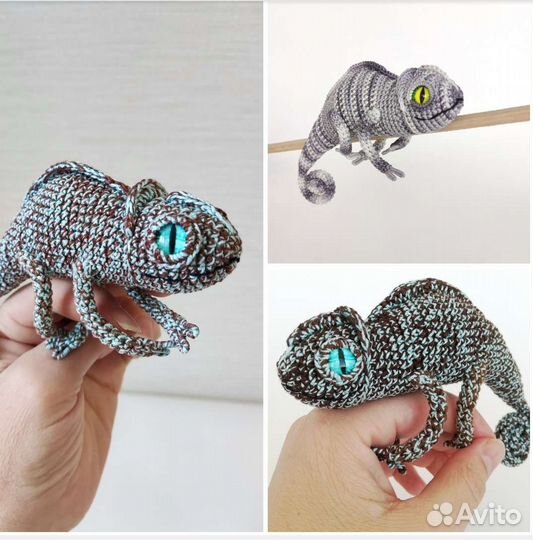 Игрушка сувенир ручной работы хамелеон