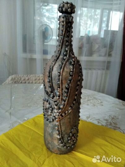 Бутылка интерьерная в технике декупаж