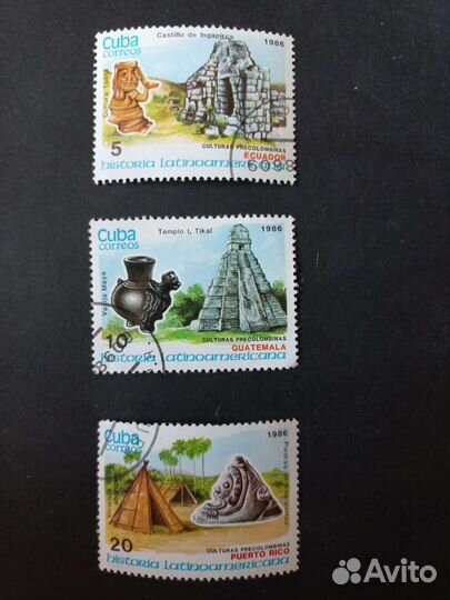 Марки Cuba correos 1986 Латиноамериканская история