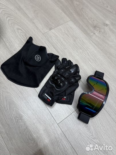 Шлем эндуро мотокросс + очки, перчатки, балаклава