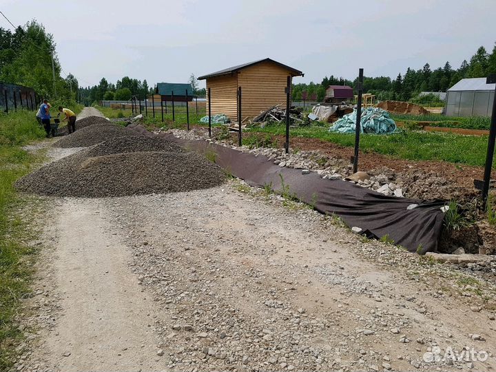 Дренаж, газон, озеленение, благоустройство