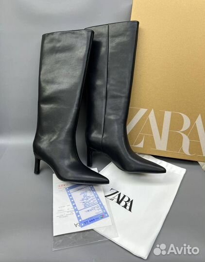 Сапоги демисезонные, натуральные Zara 