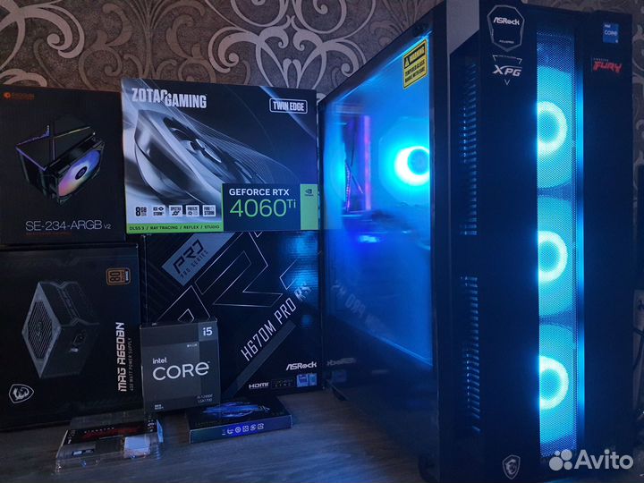 Мощный Пк RTX 4060Ti+Core i5-12490F/H670/SSD 1TB