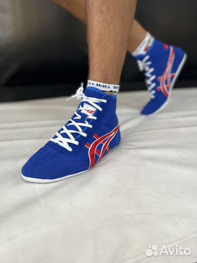 Борцовки asics tiger сине-красные