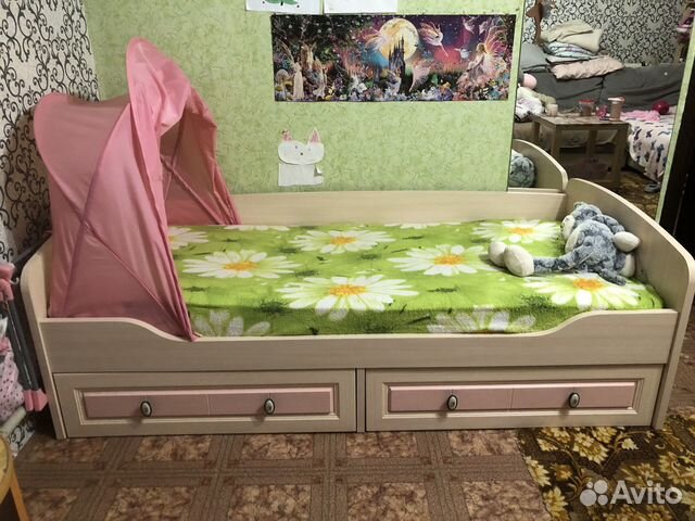 Кровать 90*170 с матрасом для девочки