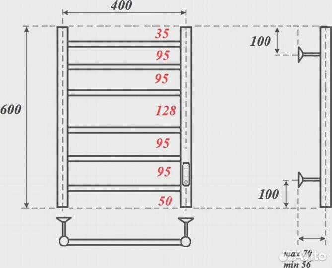 Полотенцесушитель электрический Point Аврора 40х60