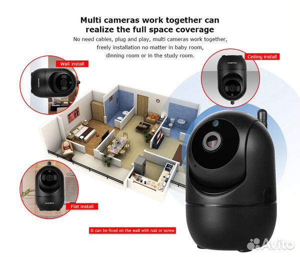 Видеокамера Wi-Fi 2.0Mп(1920x1080) (NI20) (Черный)