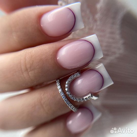 Маникюр, Выкладной френч, Наращивание ногтей