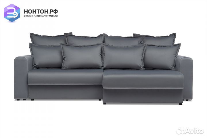 Диван угловой тик-так Омега темно-серый