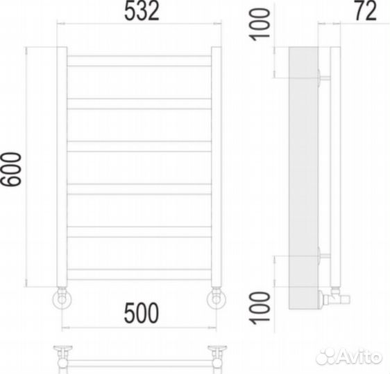 Аврора П6 500х600 Полотенцесушитель terminus