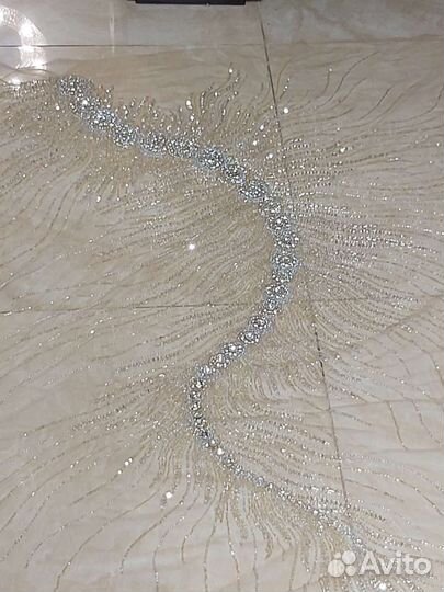 Отрез ткани,сетка,фатин расшитый бисером