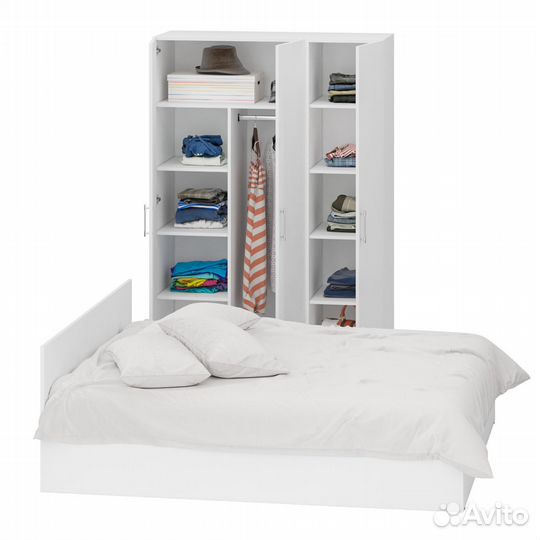 Спальный гарнитур белый № 1 Стандарт с кроватью 1800, цвет белый, спальное место 1800х2000 мм., без