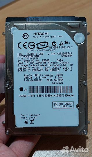 Жесткий диск Hitachi 2,5 дюйма 250gb 5400rpm