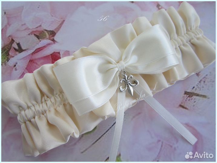 Свадебная подвязка белый, молочный, айвори