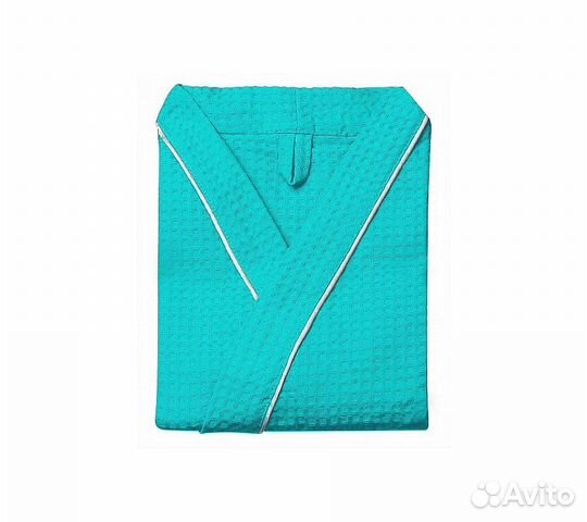 Халат вафельный Home One с кантом изумруд 52