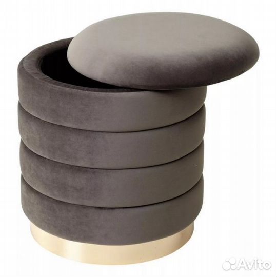 Пуф для гостиной фред графит 14, велюр / золотой к