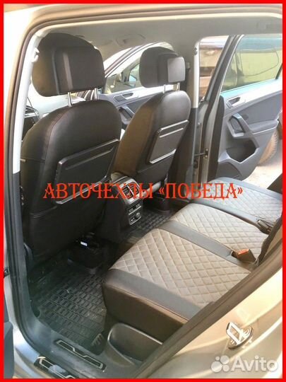 Чехлы Volkswagen Polo 6 из экокожи чёрно-серые Ром