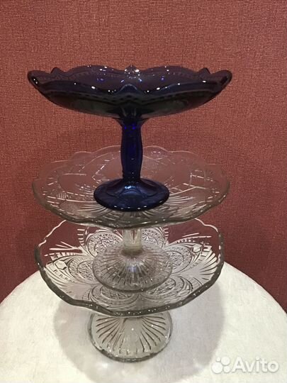 Вазы на ножке дхз стекло старинное