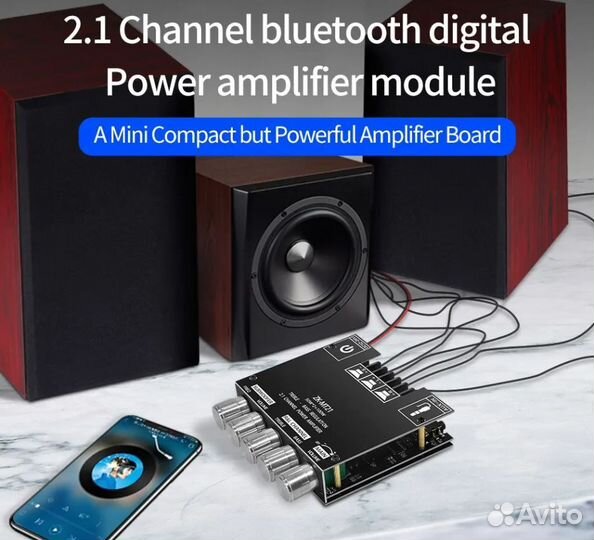 Стерео усилитель ZK-MT21, 2.1 c Bluetooth