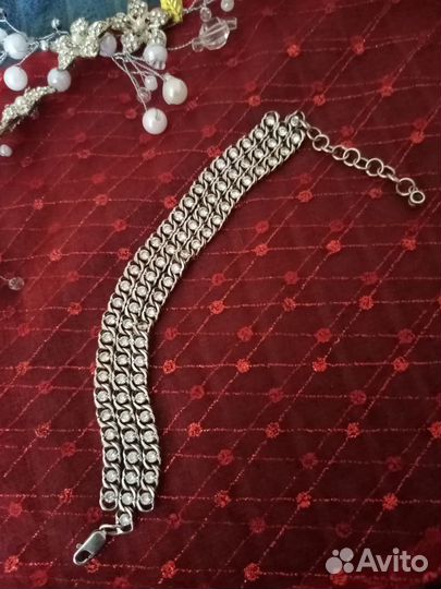 Серебряный браслет крестик