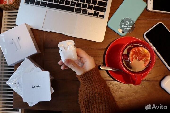Airpods 2 (новые, ростест, бонус чехол)
