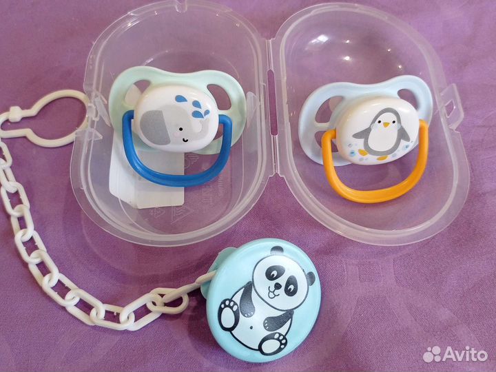 Соска пустышка avent+2 футляра и бутылочки