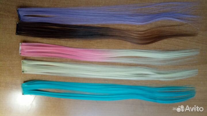 Заколка на клипсах с прядями для волос 50 см