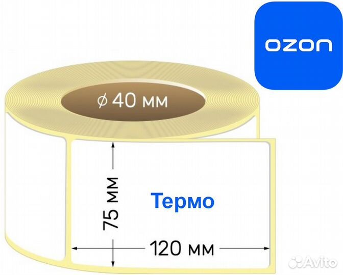 Термоэтикетки 75х120 58х40 43х25