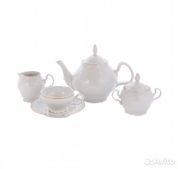 Сервиз чайный Бернадот белый на 6перс.15пред